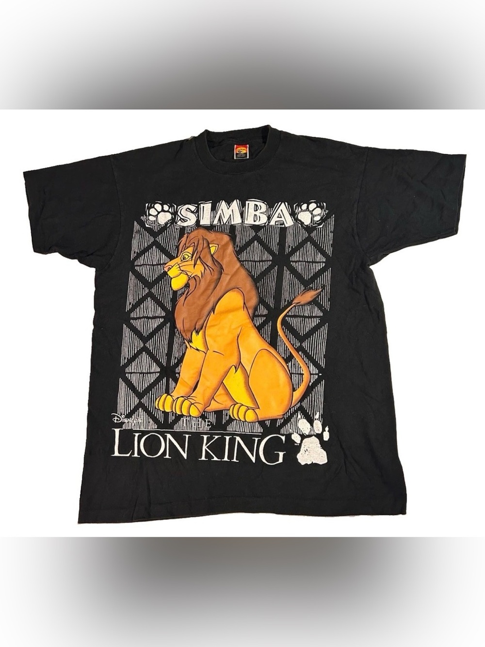 Vintage 90s Disney Lion King Simba T-Shirt Black Graphic Tee One Size Fits L/XL